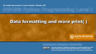 Python 01F -  Data Formatting
