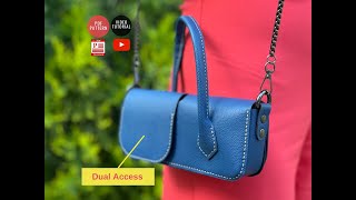 Making a Leather Women Bag with Dual Access, PDF Pattern, by #vikingsleatherdesign