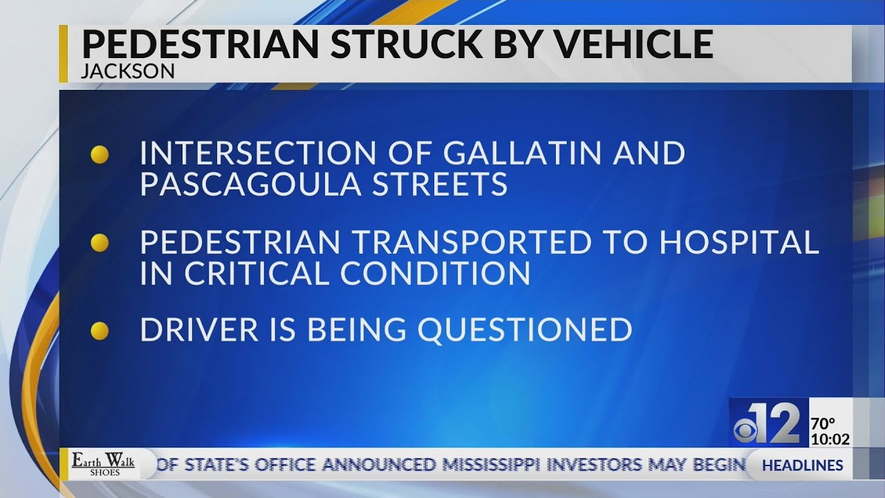 Pedestrian critically injured after being hit by vehicle in Jackson ...