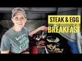 cooking STEAK &amp; EGGS in our SEMI | Trucker&#39;s Kitchen | living in a semi