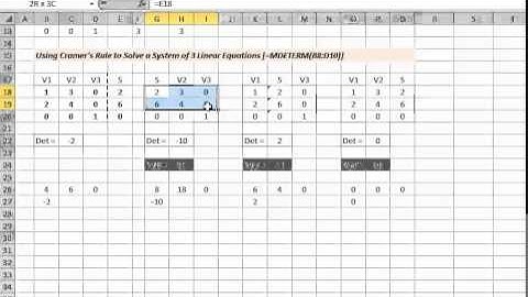 Solving N linear equations using matrix functions in EXCEL  (LET06)