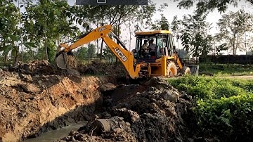 JCB Backhoe 3DX Super Machine Making Diversion - JCB Backhoe Working Bridge Construction