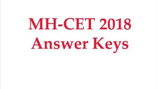MHCET 2018 Answer Keys | Maharashtra CET 2018 Answer Key