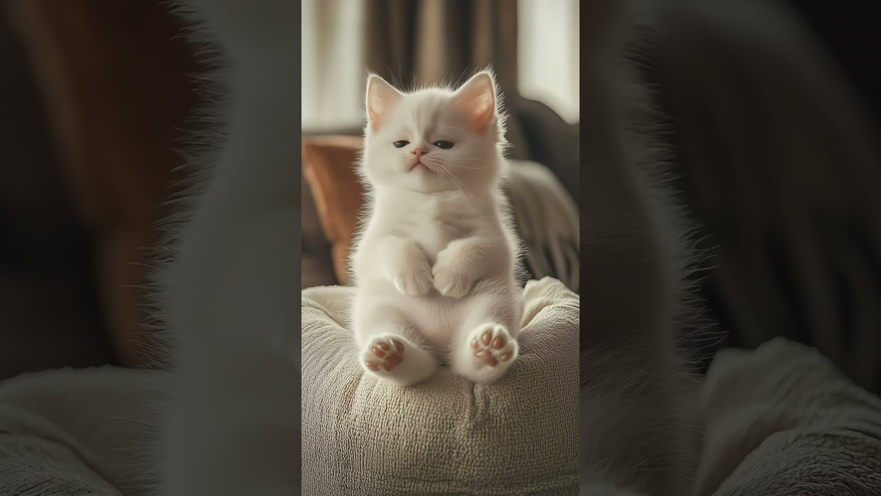 A White Baby Cat Cute Lipsync Kitten Catlover