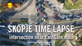Intersection Time lapse of City Skopje from drone - 2