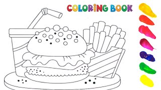 DELICIOUS BURGER COLORING PAGES FOR KIDS