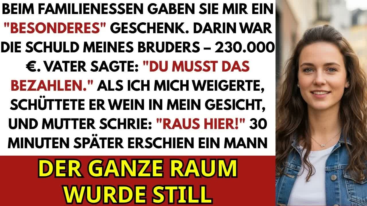 Wein brannte in meinen Augen und tropfte von meinem Kinn, während mein eigener Vater das leere Glas auf den Tisch knallte. „Du undankbares Kind“, spuckte er, und meine Mutter schrie:...