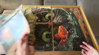 Black Cat Goldfish Jigsaw Puzzle with sorting assistance on the back screenshot 3