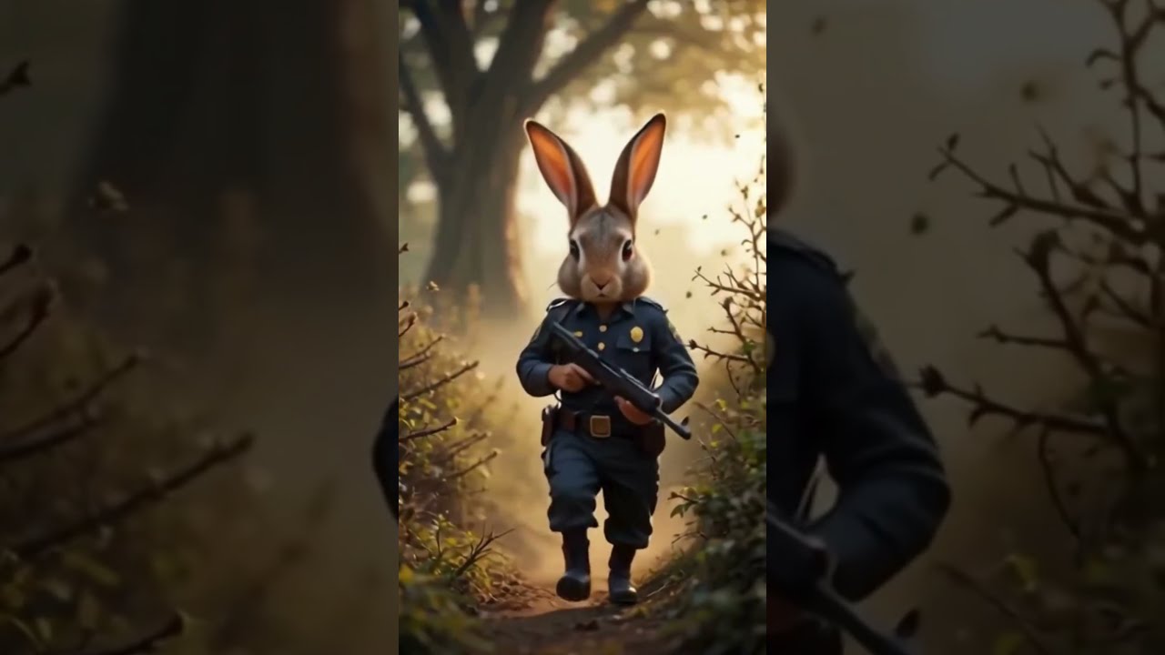 Rabbit police officers fight | Rabbit | kitten 