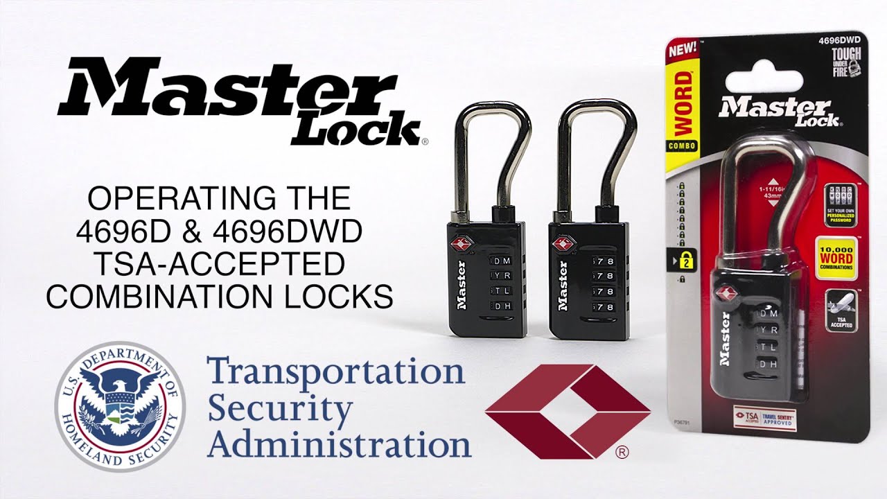 Operating the Master Lock 4696D and 4696DWD TSA-Accepted Combination  Luggage Locks 