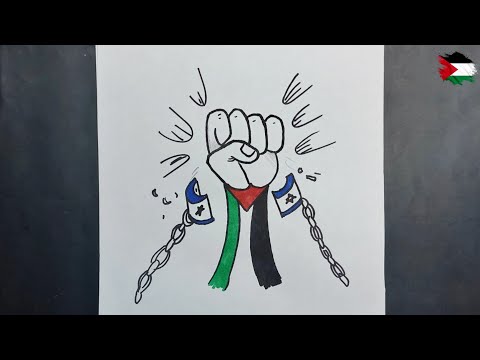 رسم عن فلسطين رسم علم فلسطين رسم يد تحمل علم فلسطين