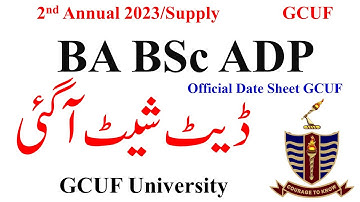BA BSc ADP 2nd Annual 2023 Official Date Sheet GCUF | ADA ADS 2nd Annual 2023 & Supply Date Sheet