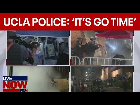 Watch: Chaos At Ucla Protests, Police Tear Down Barricades | Livenow From Fox