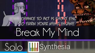 Break My Mind - DA Games - |SOLO PIANO TUTORIAL w/LYRICS| -- Synthesia HD chords