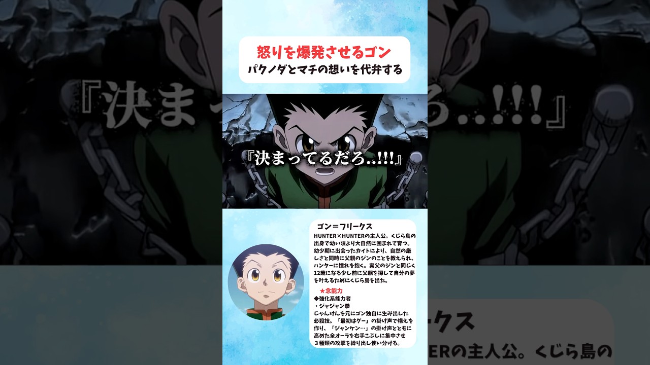 【HUNTER×HUNTER】怒りを爆発させるゴン パクノダとマチの思いを代弁する #ハンターハンター #hunterxhunter #アニメ #雑学