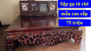 Sập gụ thập điểu quần mai và tủ chè ngũ phúc khảm ốc đỏ, combo sập gụ tủ chè 75 triệu.