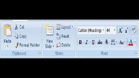 Microsoft Power Point Me Home Tab Ke  Clipboard, Font & Slide Block Options Ke Bare Me Jane??