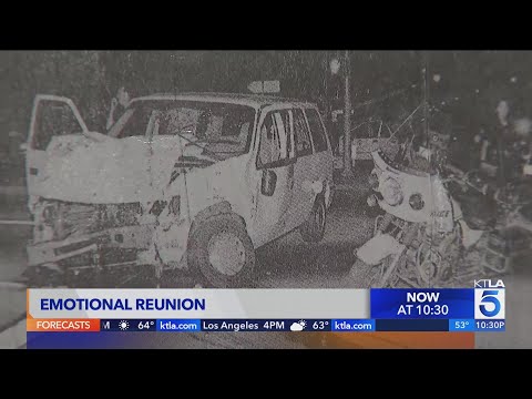 A woman reunites with the man who saved her life after a North Hills car crash in 1997