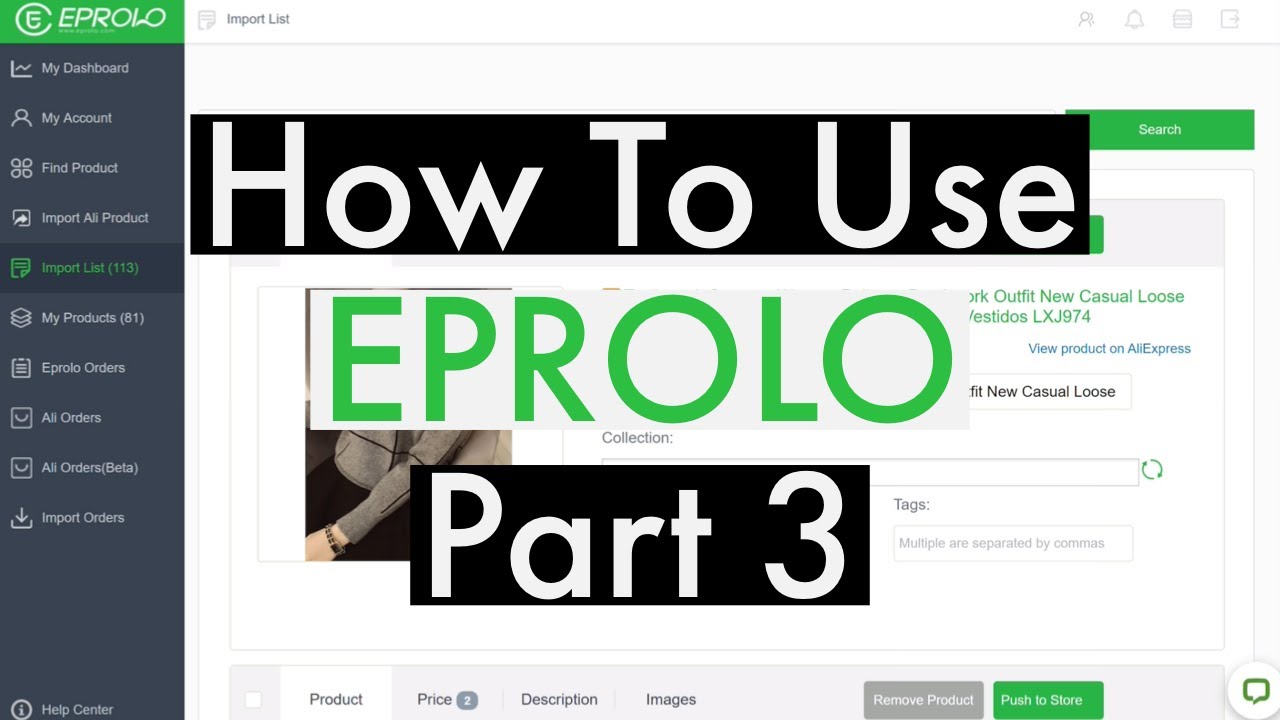 Eprol How To Use EPROLO Dropshipping Part 3/3 - YouTube