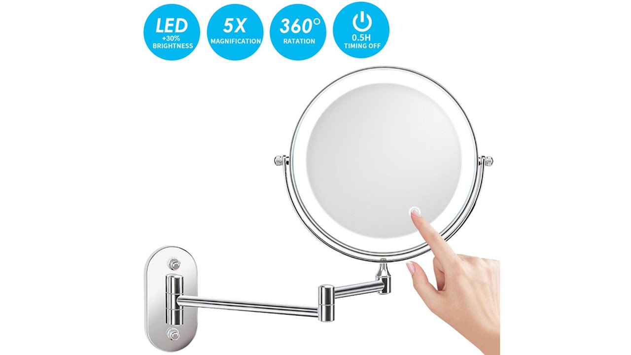 Alvorog Wall Mounted Makeup Mirror 8 inches LED Touch Screen