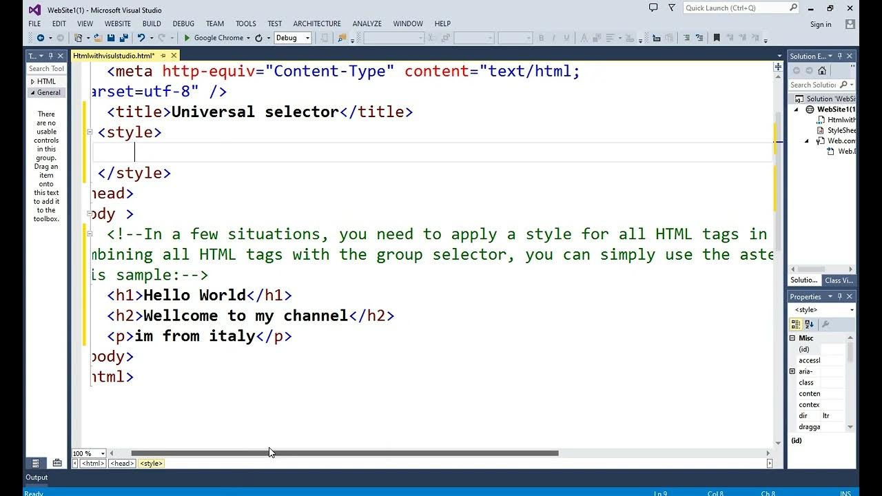 Universal selector in html css - YouTube