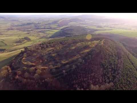 Burrow Iron Age Hill Fort Shropshire. 4K Drone