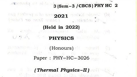 Physics Honours//3rd semester//Thermal physics-ll //Guwahati University#question paper 2022