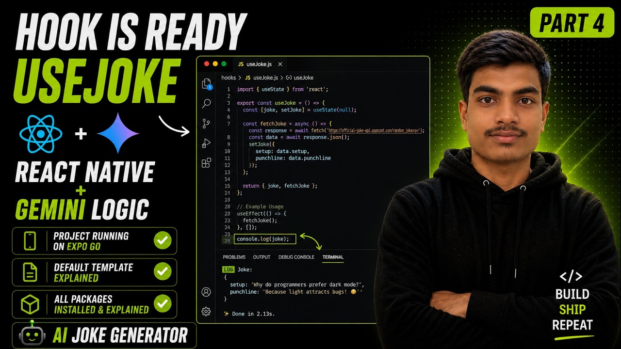AI Joke Generator in React Native | Part 4 — useJoke Hook + Gemini ...