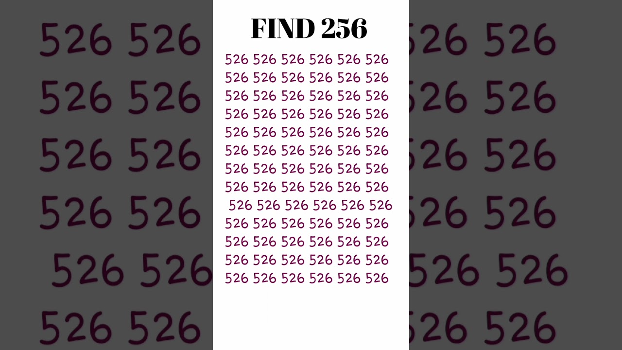 Visual speed challenge:Find 256 in 7 seconds #shorts #iq #ytshort #solveitquickly