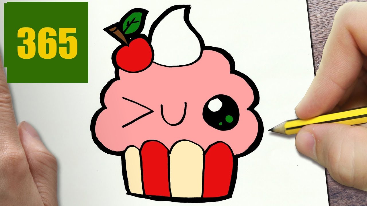 hur man ritar CUPCAKE KAWAII STEG FÖR STEG - kawaii ...