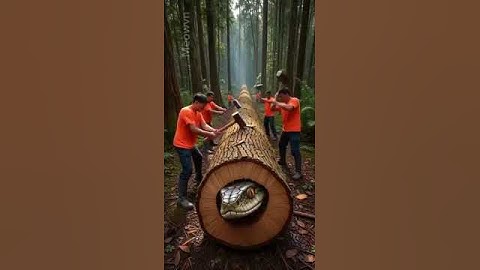 अजगर 🐍🌳 Rescue giant python in wood trunk #animals🤔 #funny #youtbe #shorts #ai #aivideo #viralvideo