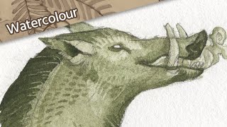 Watercolour Timelapse // Alphabestiary - E for Erymanthian Boar // Mary Sanche