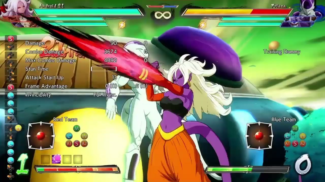 DBFZ (Ver. 1.33) A21 + A21LC C Assist Using 2 Steals In 1 Combo (Homing Energy Blast)