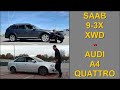 Saab 9-3 X XWD Cross Wheel Drive vs Audi A4 Quattro - 4x4 tests on rollers