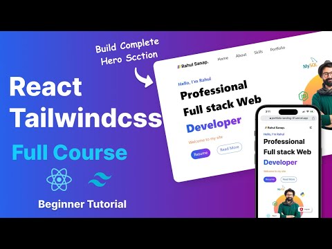 How to make website using React js and Tailwind css Project | Build Portfolio Hero Section Tutorial