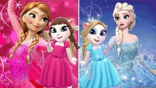 Pink Anna 💕 🆚 Blue Elsa Outfit Makeover By My Talking Angela 2 New Update Cosplay screenshot 4
