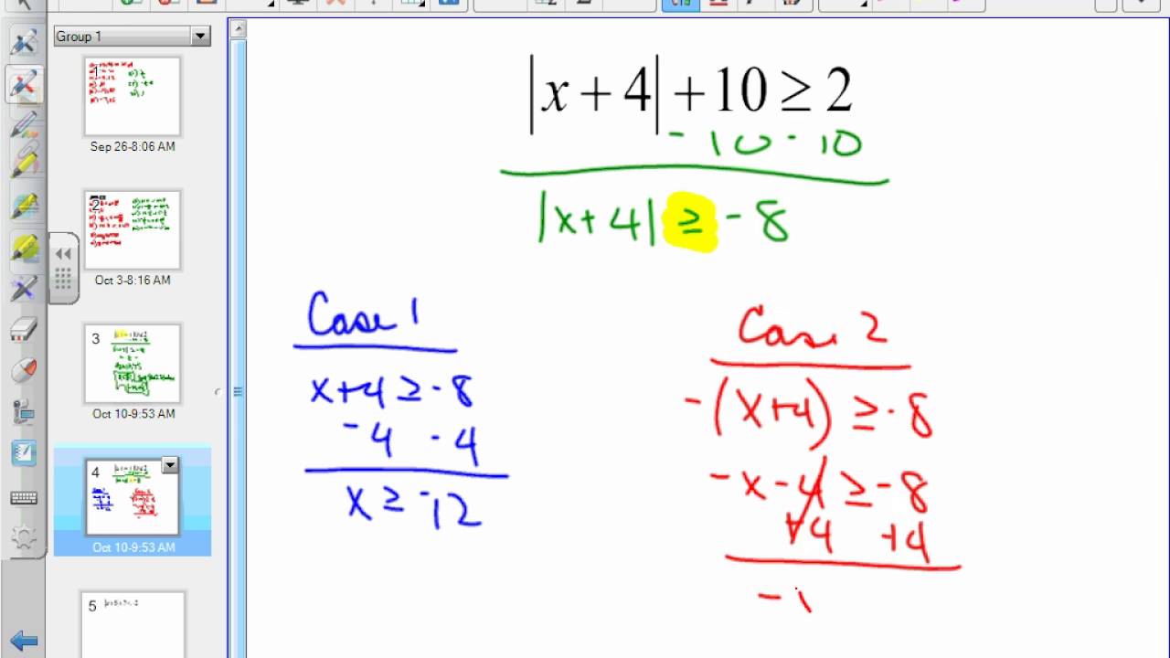 Chapter 1 6 All Reals No Solution Absolute Value Inequalities YouTube Chapter 1 6 All Reals No Solution Absolute Value Inequalities YouTube