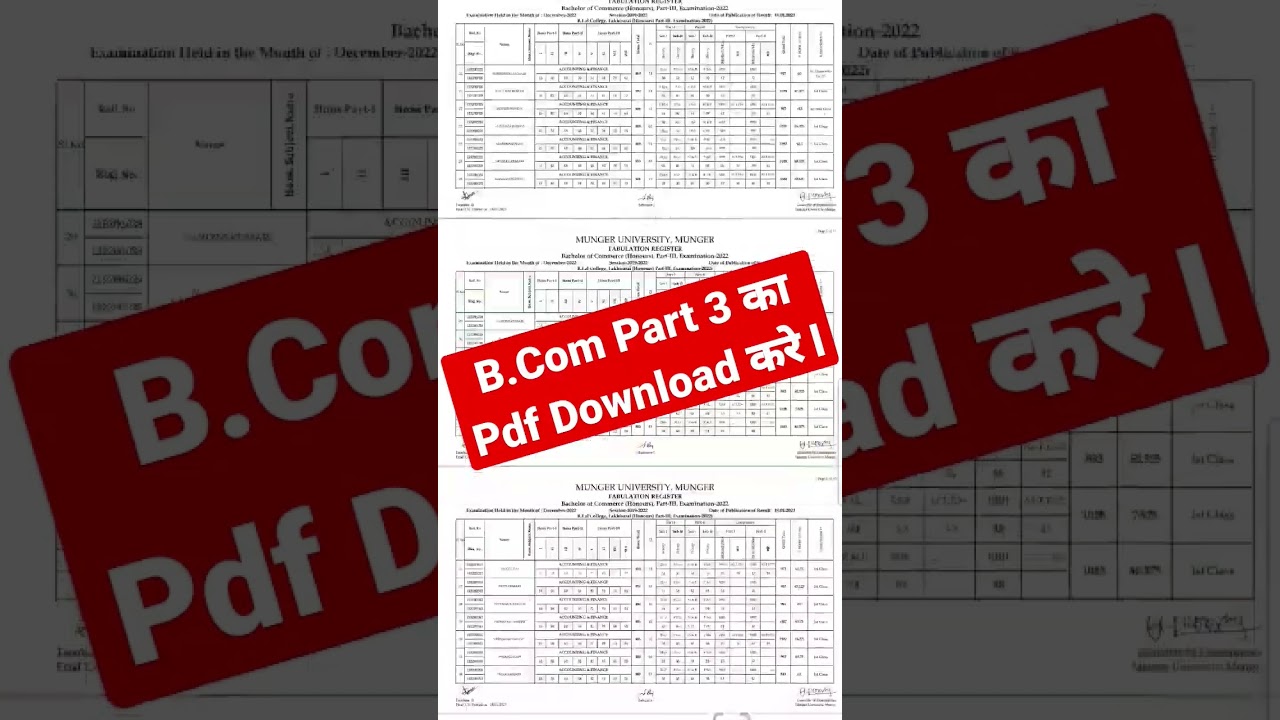 Munger University B.Com Part 3 Result (2019 - 22)जानें 
