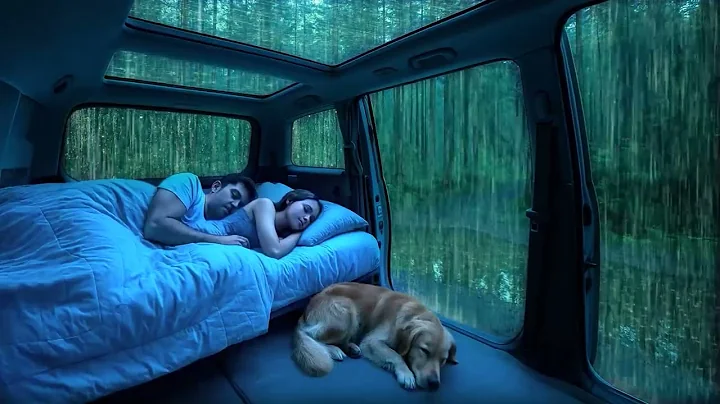 Cozy Rain with Thunder in Car ⛈️ ASMR Rain Sounds for Deep Sleep