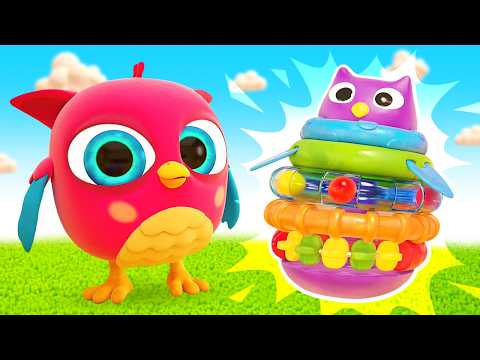 Hop Hop & Peck Peck Play with Pyramids and Toy Trucks. Indonesian Cartoon