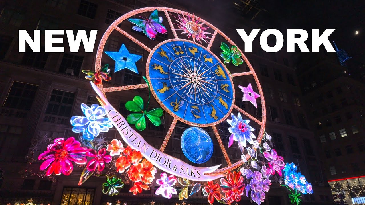 NYC Christmas 4K NYC Christmas Light Show 2023 ✨ Saks Fifth Avenue Light Show 2023 & Holiday Windows