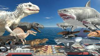Dinosaurs Bridge Challenge | Indominus Rex vs Mutant Megalodon | Animal Revolt Battle Simulator