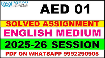 AED 01 solved assignment 2025-26 in English || aed 01 solved assignment 2026 || aed1 2025-26