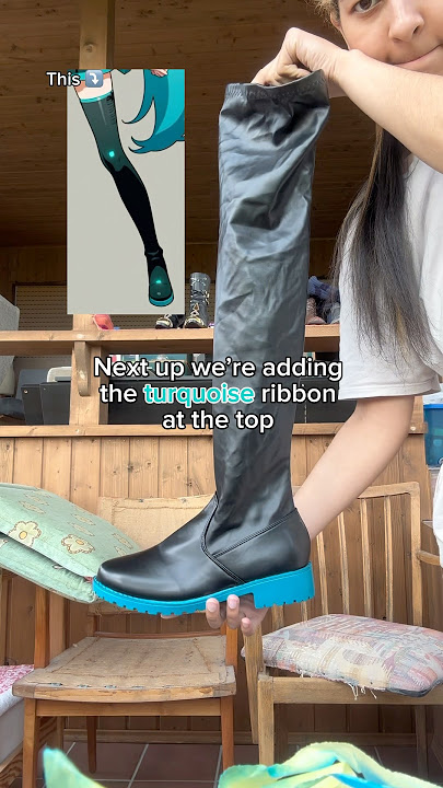 Updating my Hatsune Miku shoes!! 🩵 #mikuhatsune #cosplay #vocaloid #fypツ