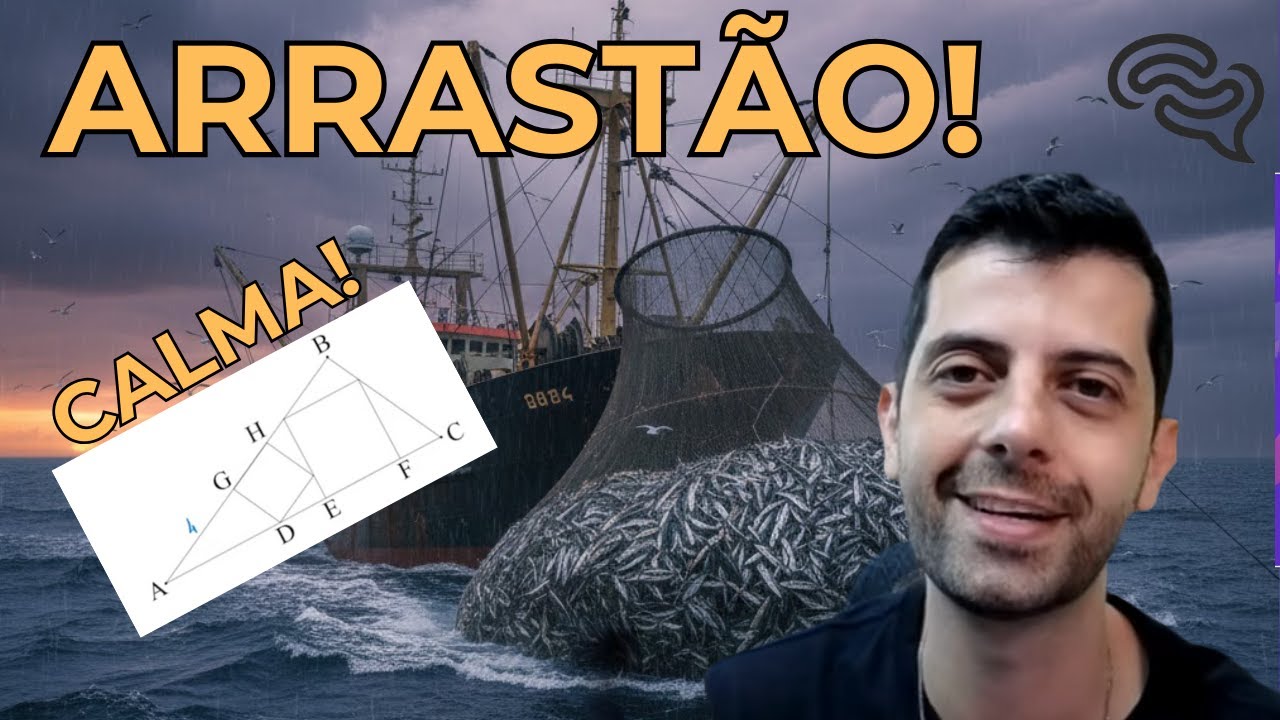 UNICAMP 2025 - Q21 - A figura a seguir mostra um triânulo ABC que contém dois quadrados em seu