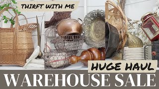 HUGE warehouse sale • thrift with me home decor • awesome vintage thrift haul • thrifting for profit