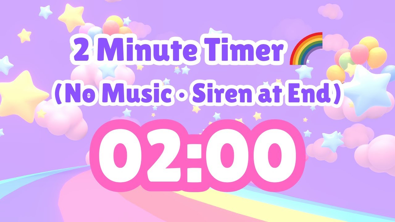2 Minute Timer | No Music (Siren at End) | Colorful Rainbow Countdown