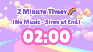 2 Minute Timer | No Music (Siren at End) | Colorful Rainbow Countdown