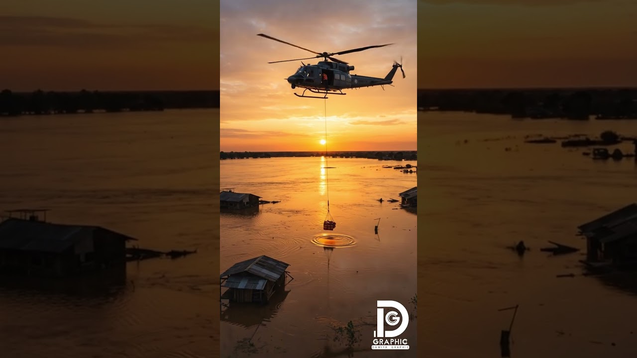 Flooded Village Rescue: Helicopter Aid Drop 🚁🚨