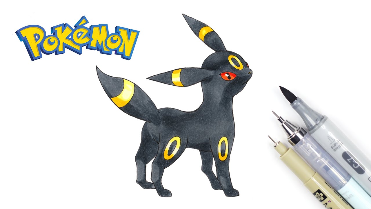 如何畫月亮伊布 | 精靈寶可夢 | 寵物小精靈 | 畫畫教學 | How to draw Umbreon | Pokémon ...